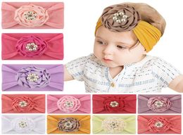New Europe Infant Baby Pearl Beads Flower Headband Soft Nylon Headband Kids Wide Hair Band Children Headwear Hair Accessory 10 Col1764935