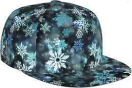 Ball Caps Winter Snowflakes Sparkle Sky Christmas Pattern Flat Bill Hat Unisex Snapback Baseball Cap Hip Hop Style Visor Blan