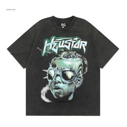 Hellstar T Shirt Designer T Shirts Men Hell Star Clothes Washed Fabric Street Graffiti Lettering Foil Print Vintage Loose Fitting US Size S-XL 936