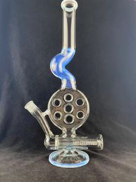 swiss perc with a incycler 1 inline perc 18 inches 18mm accents colored with secret white custom new design add a clear horn bowl as a gift