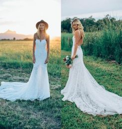 Simple Long Lace Country Wedding Dresses 2019 New Open Back Sweetheart Boho Wedding Gowns for Bride2966289