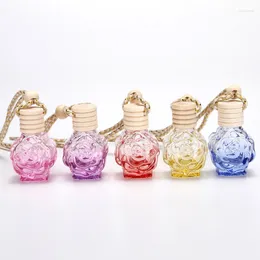 Storage Bottles 10ML Color Rose Car Pendant Glass Empty Bottle Hanging Perfume 100PCS/LOT