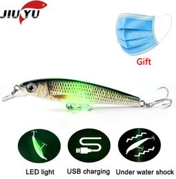 JiuYu Jerkbait Electric Vibration LED Fishing Light Attractant Lure Twitching Bait Rechargeable Lures Wobblers Minnow Bass Carp 208064367