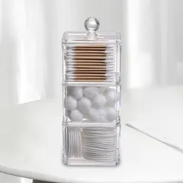 Storage Bottles Clear Stackable Pad Box With Cover Desktop Organizer Cosmetic Holder Canister For Bathroom Jewelry Balls