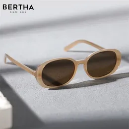 Sunglasses BERTHA Tea Oval Women Retro Advanced Anti-UV Fashion Simple Discoloration Sense Girls