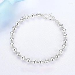 Pendants Silver Color Round Bead Bracelet Women's Smooth Face Buddha Simple National Style Pure