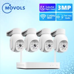 System Movols 3mp Wireless Video Surveillance System 8ch Wifi 1536p P2p Nvr Kit Outdoor Ai Cctv Security Camera System Audio Ptz Set