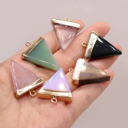 Pendant Necklaces Opal Natural Rose Clear Quartz Agate Stone Gem Triangle Craft Jewelry MakingDIY Necklace Earring Accessories Gift25x32mm