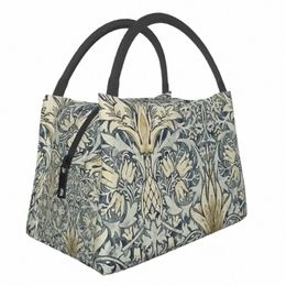 william Morris Snakeshead Pattern Portable Lunch Box for Women Leakproof Vintage Textile Cooler Thermal Food Insulated Lunch Bag M6XW#
