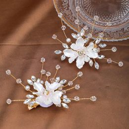 Hair Clips Wedding White Flower Headbands Super Fairy Pearls Hairbands Women Bride Headdress Styling Jewelry Accessories