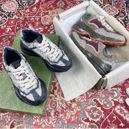 Kadın Erkekler Rithon Ayakkabı Platform Spor ayakkabıları Lüks Sneaker Deri Nakışları Çok Molor Çok Molor Düşük Toplu Kalın Çözilmiş Erkekler Bej Vintage Tenis Ayakkabıları