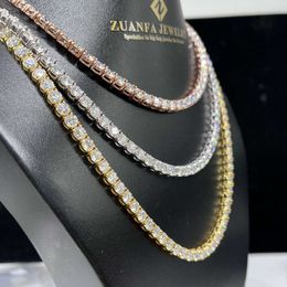 Jewellery Hip Hop Style Fully Iced Out Necklace 3Mm Vvs Moissanite Diamond 10K 14K Solid Gold Tennis Chain