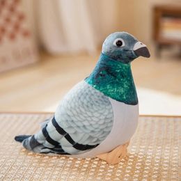 Realistic Plush Toys Soft Lifelike Grey Hill White Pigeons Birds Stuffed Animals Toy High Quality Collection Model Gifts 240315