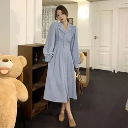 Casual Dresses Women's Clothing Autumn French Style Suit Collar Design Sweet And Salty Mid-Length Skirt Corduroy Dress