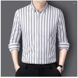 Men's Dress Shirts Business Casual Slim Shirt Long Sleeved Handsome Elastic Trend Tops Brand Cool Plus Size Smooth Fitting Youth