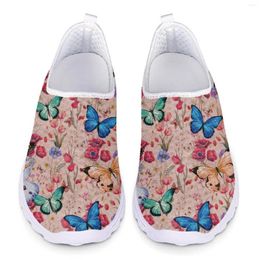 Casual Shoes Colorful Butterfly Flower Summer Woman Flat Loafers Women Mesh Slip On Flats Sneaker Ladies Sneakers