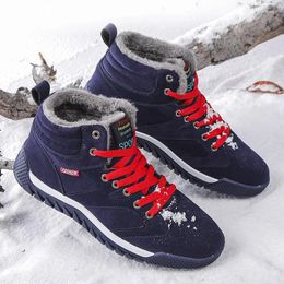 Casual Shoes 2024 Winter Men Boots Leather Sneakers Snow Outdoor Cotton Plush Work High Top Shoe Hiking Male