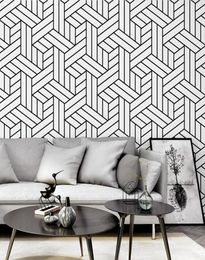 Nordic Black and White Stripes Wall papers home decor Minimalist Ins Geometric Wallpaper for Living Room bedroom1827888