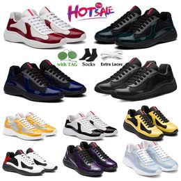 High quality America Cup designer shoes Xl Casual Shoes fashion low Patent Leather green Mesh Nylon black Trainers Sneakers Flat cheap Men Lace-up walk Soft Rubber