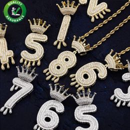 Iced Out Pendant Mens Hip Hop Chain Pendants Hiphop Jewellery Luxury Designer Necklace Bling Diamond Number Rapper Boy Gold Silver C266i