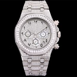 Diamond Watch Men Quartz Movement Luxury Wristwatch 40mm Sapphire Glass Diamond Bracelet Watch Waterproof High Quality Silvery Diamonds Watches Montre de Luxe
