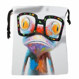 new Arrive frog painting Drawstring Bags Custom Storage Bags Printed gift bags More Size 18*22cm DIY your picture I43J#