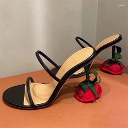 Slippers Rose Heel Women Strange High Heels Ladies Straps Outdoor Slides Sexy Dress Pumps Black Gladiator Sandals Stiletto