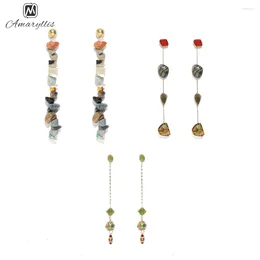 Stud Earrings Amaiyllis Bohemia Stone Beads Statement For Women Long Irregular Pendant Post Handmade