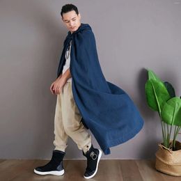 Ethnic Clothing Autumn Martial Arts Performance Cotton Linen Men's Embroidered Han Cloak Ancient Costume Personality Windbreaker