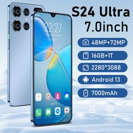 S24 Ultra 5G -mobiltelefoner Lås upp 7 tum Android Fast Charging HD -skärm Dual Sim Card Dual Standby Gravity Sensor Portable Camera Telefon Fast Leverans 1TB