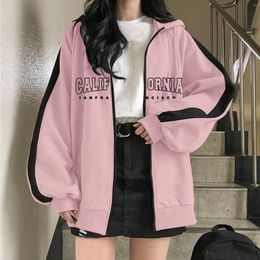 Women's Jackets Womens Hoodie Print Zip Sweatshirt Loose Streetwear Jacket Tall Hoodies Fashion Casual Tops Coat