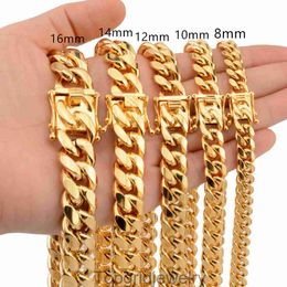 Gold Cuba encryption chain hip hop titanium steel necklace head buckle stainless steel mens Pendant Jewelry