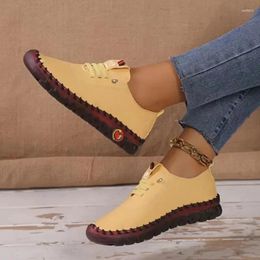 Casual Shoes Women's Lace-up Imitation Leather Thick-soled Loafers Flat Slip-on Mom Available In Multiple Colours