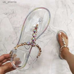 Sandals 2024 New PVC Beach Women Summer Sandal Woman Jelly Shoes Diamond Transparent Flat Outdoor Ladies Large Size 42 H240416