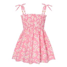 Baby Girl Summer Cotton Dress Children Fashion Dress Thin Girl Style Halter Skirt Childrens Floral Skirt 240416