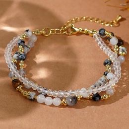 Link Bracelets Go2boho 2024 Valentine's Day 3 Layer Exquisitely Crystal Healing Beaded Jewellery Flashy Gemstone For Women Date Gift