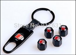 4pcs Car tire cover car wheel caps wrench Key Chain Ring Black Color Wheel Car Tyre Tire Valve Caps fits for Audi a4 a6 a3 c5 b6 q6463391