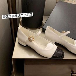 Casual Shoes French Mary Jane For Women's 2024 Spring Retro Single Soft Sole Thick Heel Color Block Shallow Mouth Women