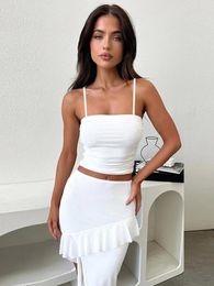 Work Dresses 2024 Spring Women's Fashion Short Skirt Solid Color Sexy Hanging Strap Two Piece Package Hip For Women