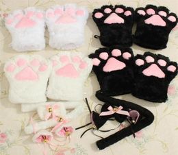 Cute Neko Cat Girl Sweet Kitten Cat Maid Roleplay Anime Cat Ears Gloves Set Plush Paw Ear Tail Tie Party Hair Decoration 2 C190218698111