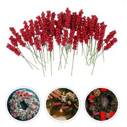 Decorative Flowers 50pcs Artificial Berry Stem Picks Christmas Tree Berries Ornaments