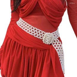 Belts Adjustable Length Waist Chain For Women Skirt Lady Dress Imitation Pearl Belt