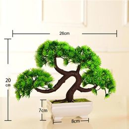 Decorative Flowers Artificial Bonsai Tree Potted Green Plants Desk Display Fake For Living Room Table Office Home Windowsill