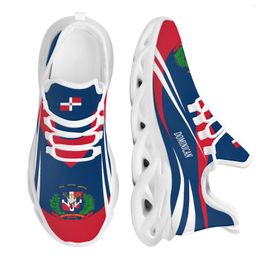 Casual Shoes INSTANTARTS Dominican Flag And National Emblem Printing Lightweight Breathable Knitting Thread Lace Up Outdoor Sneakers Zapatos