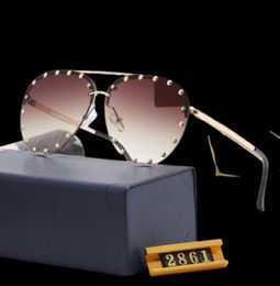 The Party Pilot Sunglasses Studes Gold Brown Shaded Sun Glasses Women Fashion Rimless sunglasses eye wear with box3913705