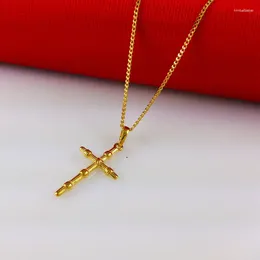 Pendant Necklaces Religious Belief 24k Necklace Gold-plated Cross Men And Women Jewellery Gifts