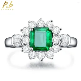 Cluster Rings PuBang Fine Jewelry 925 Sterling Silver Diamond Ring Green Sapphire Created Moissanite For Women Anniversary Gifts