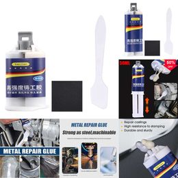 2024 50/25Ml Metal Casting Adhesive A B Glue Caster With Scraper Car Body Repair Paste Heat Resistant Sealant Crack Hole Repair Tools