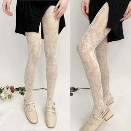 Sexy Socks Women Stockings High Tight Sexy Lingerie Clear Sock Pantyhose with Rose Pattern 240416
