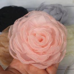 Decorative Flowers 5PCS/Lot 9CM Handmade Large Organza Chiffon Fabric Artificial Flower Wedding Dress Hats Headband Necklace Decoration